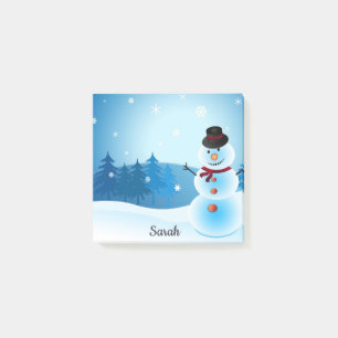 Winter Snowman Add Name Cute Office Gift Post-it Notes