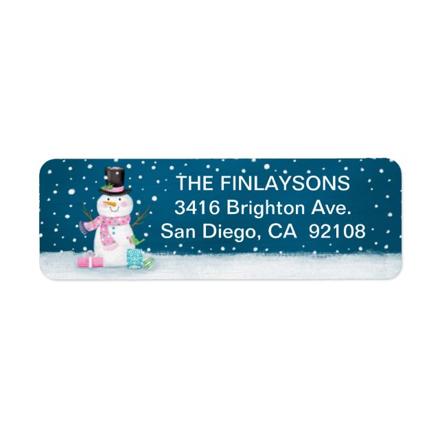 Winter Snowman Address Label (Front)