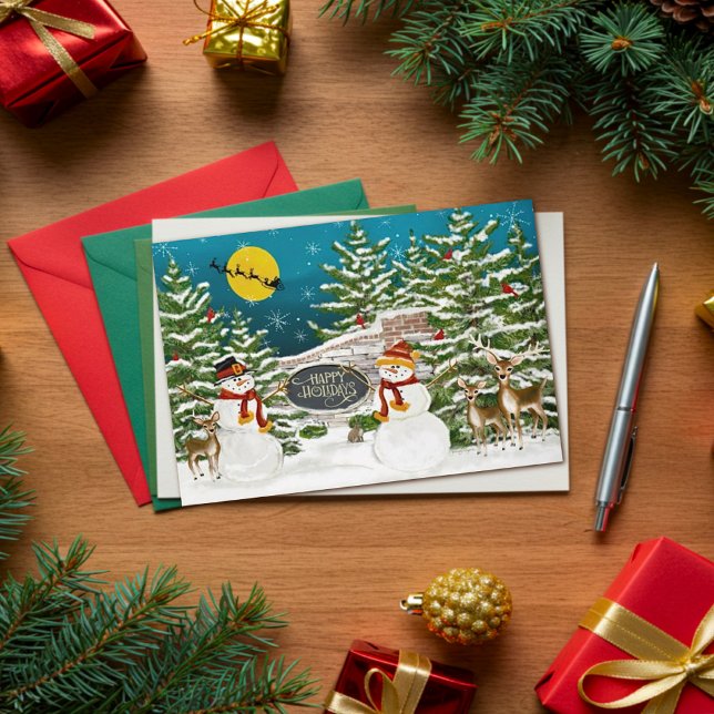 Winter Snowman and Woodland Critters Card (Creator Uploaded)