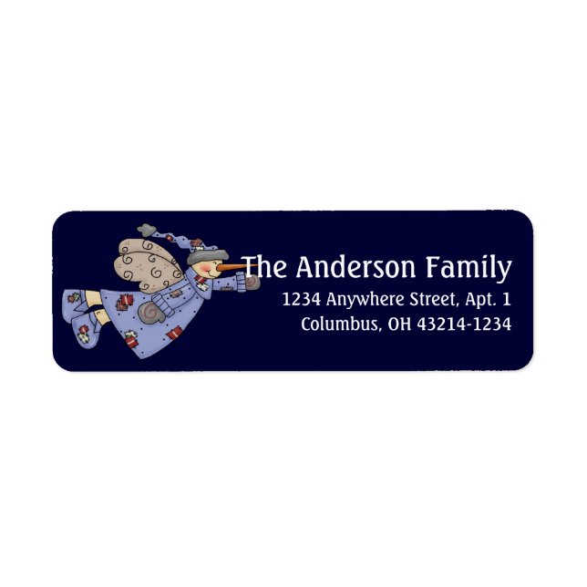 Winter Snowman Angel Return Address Labels (Front)