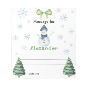 Winter Snowman birthday time capsule message Notepad