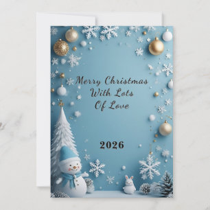 🎄 Winter Snowman Blue Festive Magic Snowflakes Card
