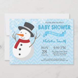 Winter Snowman Boy Baby Shower Invitation