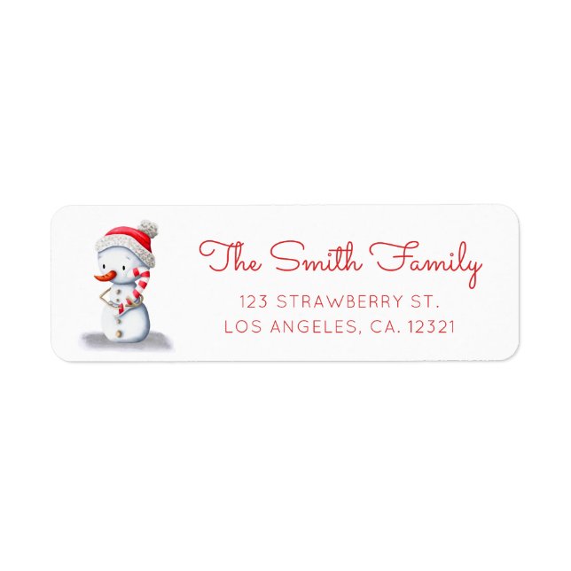 Winter Snowman Candy Cane Return Address (Front)