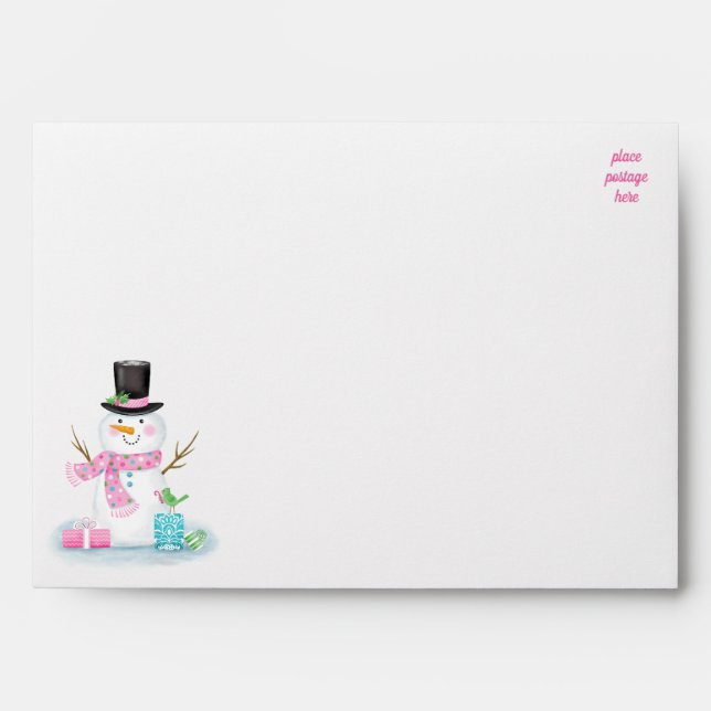Winter Snowman Christmas Envelope (Front)