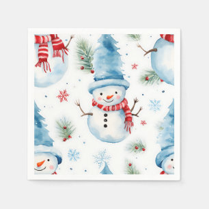 Winter Snowman Christmas Napkins Festive Holiday