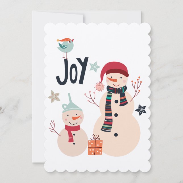 Winter Snowman Christmas Scandinavian Card (Front)