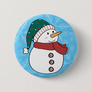Winter Snowman Cute Blue Christmas Holiday 6 Cm Round Badge