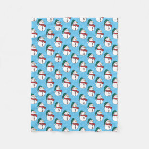 Winter Snowman Cute Blue Christmas Holiday Fleece Blanket