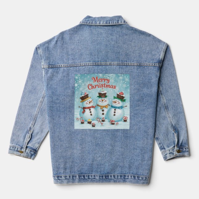 Winter Snowman Denim Jacket (Back)