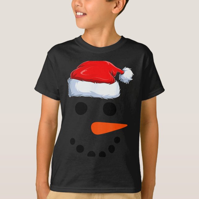 Winter Snowman Face Costume Christmas Snowman  T-Shirt (Front)