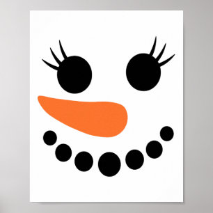 Winter Snowman Face Eyelashes Christmas Xmas For G Poster