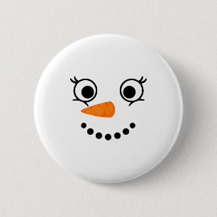 Winter Snowman Face Eyelashes Christmas Xmas Fun D 6 Cm Round Badge