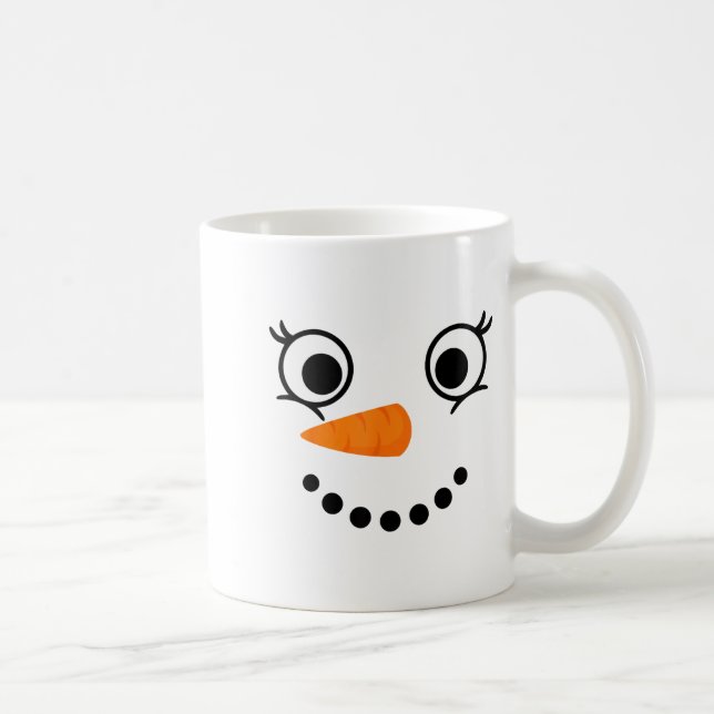 Winter Snowman Face Eyelashes Christmas Xmas Fun D Coffee Mug (Right)