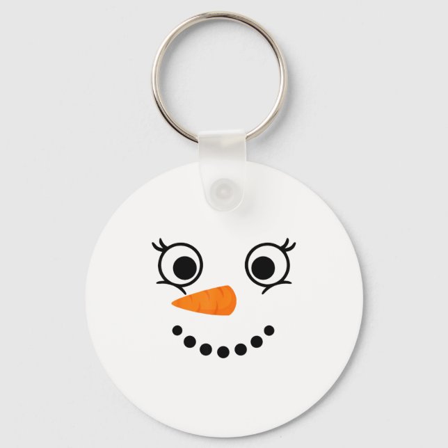 Winter Snowman Face Eyelashes Christmas Xmas Fun D Key Ring (Front)