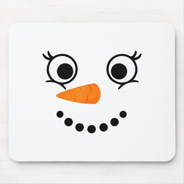 Winter Snowman Face Eyelashes Christmas Xmas Fun D Mouse Pad (Front)