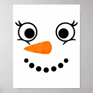 Winter Snowman Face Eyelashes Christmas Xmas Fun D Poster