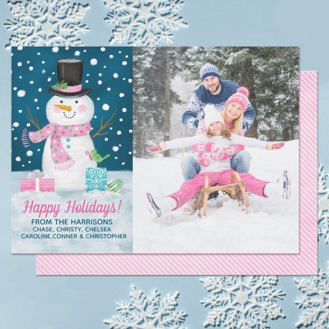 Winter Snowman Holiday Card (A cute snowman themed Holiday Photo Christmas Card)