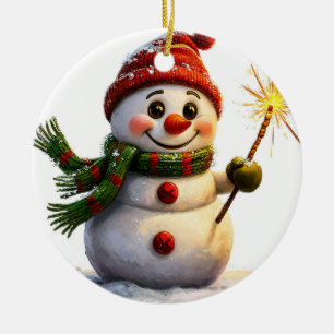 🎄 Winter Snowman Joy Ceramic Ornament Gift ✨