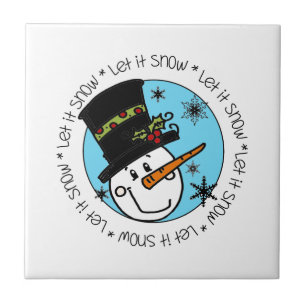 Winter Snowman Let It Snow Tile