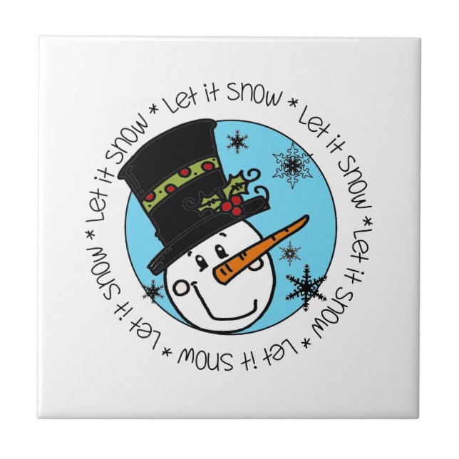 Winter Snowman Let It Snow Tile (Front)