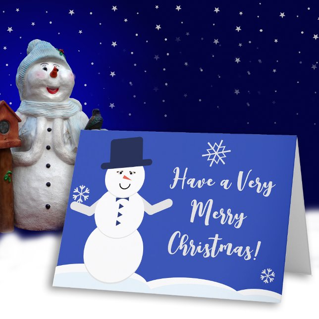 Winter Snowman Merry Christmas  Holiday Card (Simple Snowman Holiday Card)