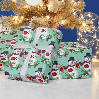 Winter Snowman Pattern Wrapping Paper