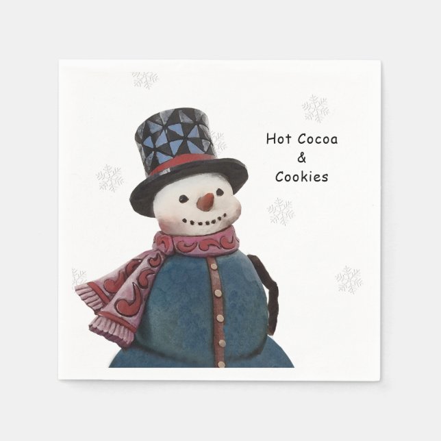 Winter Snowman Personalised Napkin (Front)