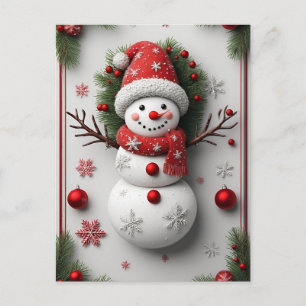 🎄 Winter Snowman Pine Charm ❄️ Festive Christmas Postcard