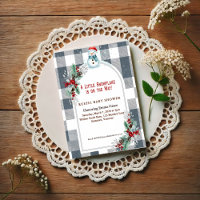 Winter Snowman Plaid Baby Shower Invitation