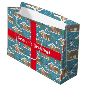 Winter Snowman Seasons Greetings Christmas Large Gift Bag