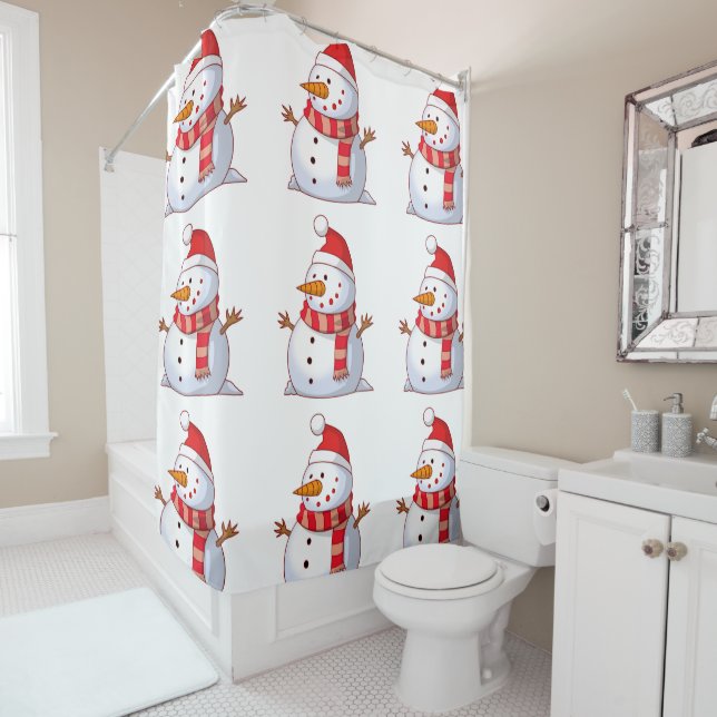 WINTER SNOWMAN SHOWER CURTAIN (In Situ)