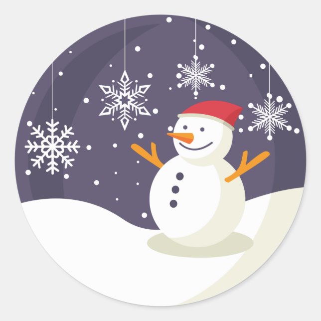 winter snowman T-Shirt Classic Round Sticker (Front)
