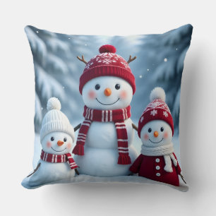 "Winter Snowman Throw Pillow Cozy & Cute