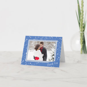 Winter Snowman Wedding Photo Thank You Card
