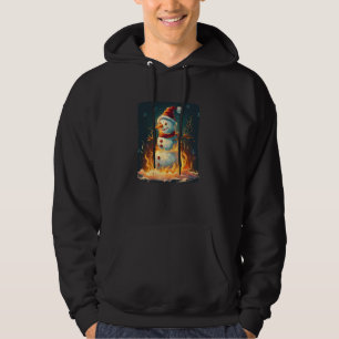 Winter Snowman with Flames for Boys and Girls Hoodie