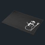Winter Snowman with Scarf Hat Broom, Black White Placemat<br><div class="desc">Winter Snowman with scarf,  hat,  broom,  Black and White,  Placemat or choose different colours</div>