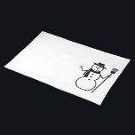 Winter Snowman with Scarf Hat Broom, Black White Placemat<br><div class="desc">Winter Snowman with scarf,  hat,  broom,  Black and White,  Placemat or choose different colours</div>