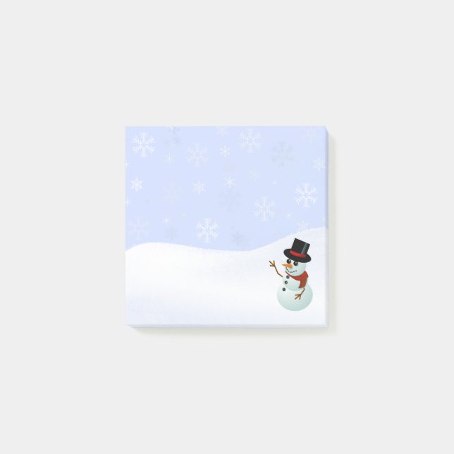Winter Snowman With Snowflakes Post-it Notes (Front)