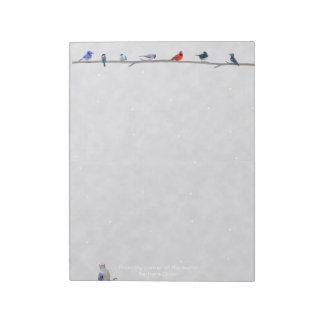Winter Snowy Birds: notepad paper