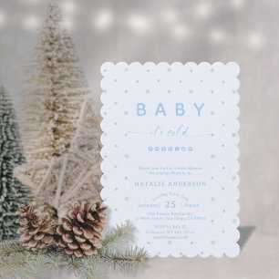 Winter Snowy Blue It's Cold Outside Baby Shower Invitation