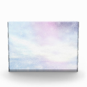 Winter snowy day background - 3D render Photo Block