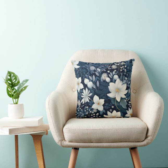 Winter Snowy Flowers Cushion (Chair)