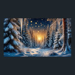 Winter Snowy Forest ❄️ Golden Light ✨ Festive Cosy Poster<br><div class="desc">❄️ Winter Snowy Forest Path At Sunset — a magical winter scene featuring a quiet forest path covered in fresh snow, glowing in warm golden sunset light with delicate icicles adding sparkle ✨ 🌲 The combination of cool snowy textures and soft warm light creates a cosy, festive atmosphere that feels...</div>
