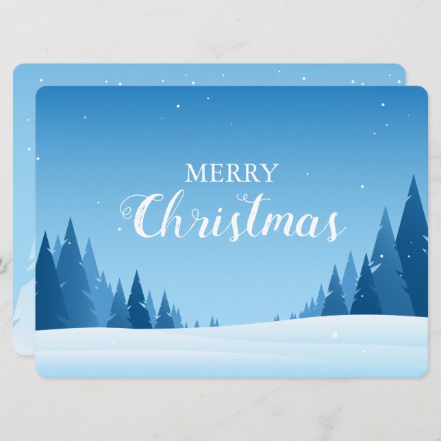 Winter snowy landscape Merry Christmas Card (Front/Back)