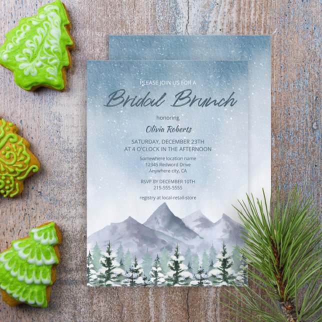 Winter Snowy Mountain Forest Bridal Brunch Invitation (Creator Uploaded)
