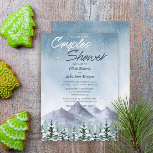 Winter Snowy Mountain Forest Couples Shower Invitation (Creator Uploaded)