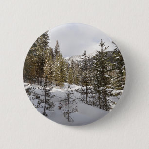 Winter Snowy Mountain Scene in Montana 6 Cm Round Badge