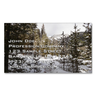 Winter Snowy Mountain Scene in Montana Magnetic Business Card
