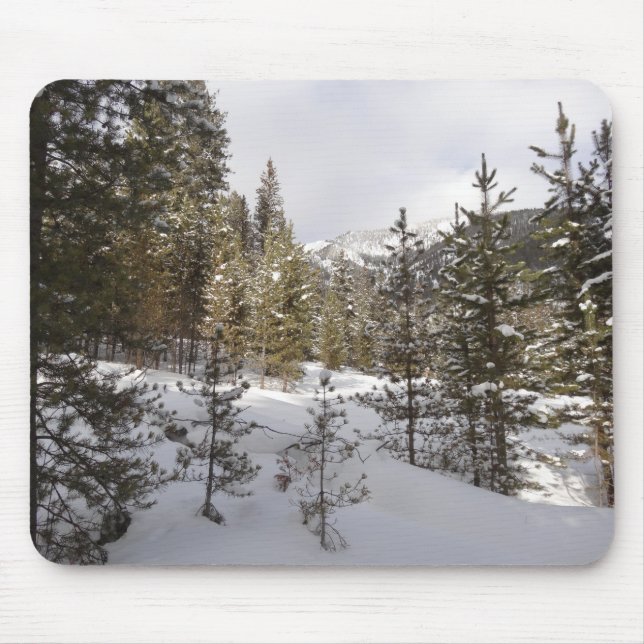 Winter Snowy Mountain Scene in Montana Mouse Pad (Front)